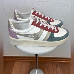 GOLA Grandslam Quadrant Metallic Sneaker Flat Platform Chunky Lace Up Shoe 8.5